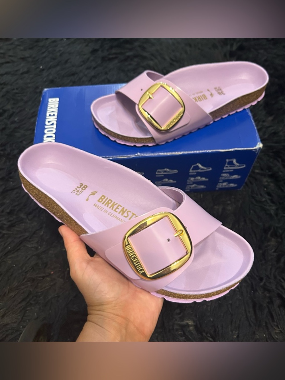 BIRKENSTOCK Madrid big buckle leather gold buckle sandals shoes women’s eur 38 - Picture 1 of 7